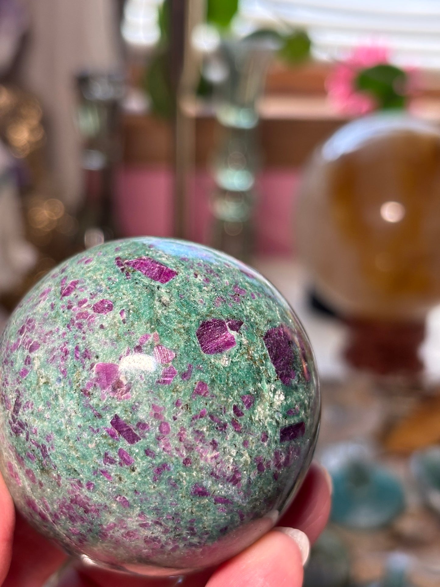 Ruby Fuchsite Sphere - India