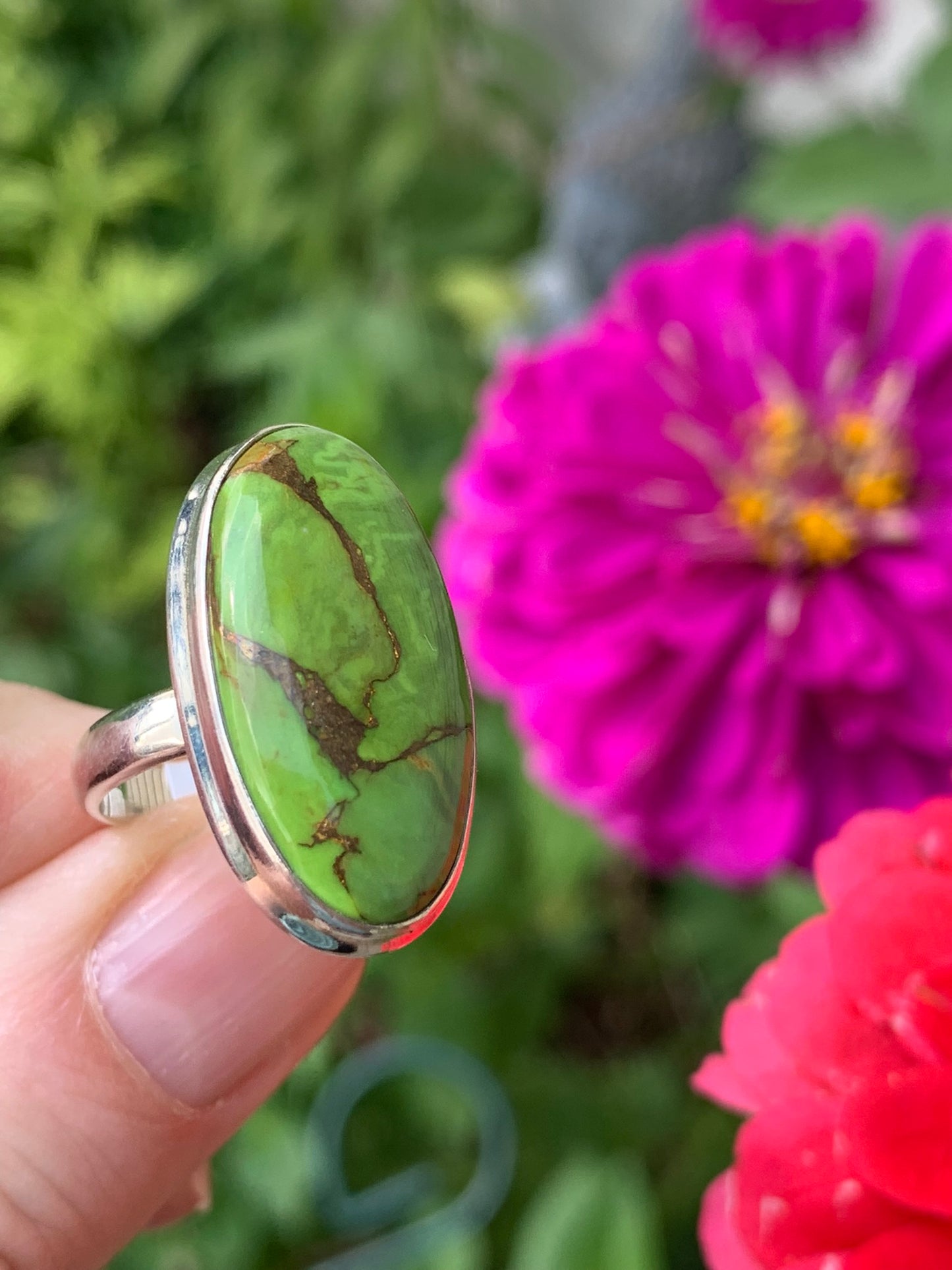 Green Copper Mojave Turquoise - Ring Size 6