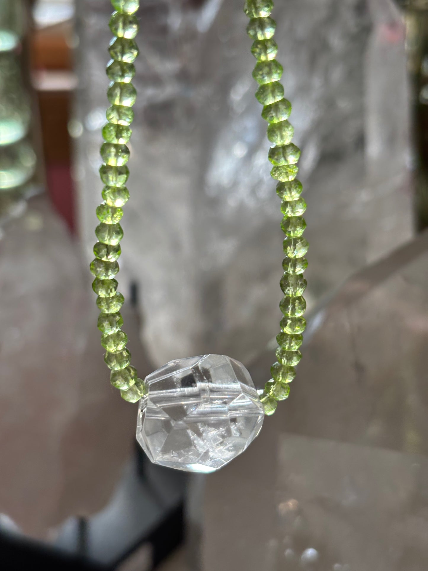 Awaken Light — Peridot with Faceted Lemurian Quartz Gem