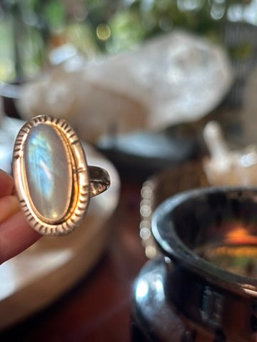 Rainbow Moonstone Ring size 9