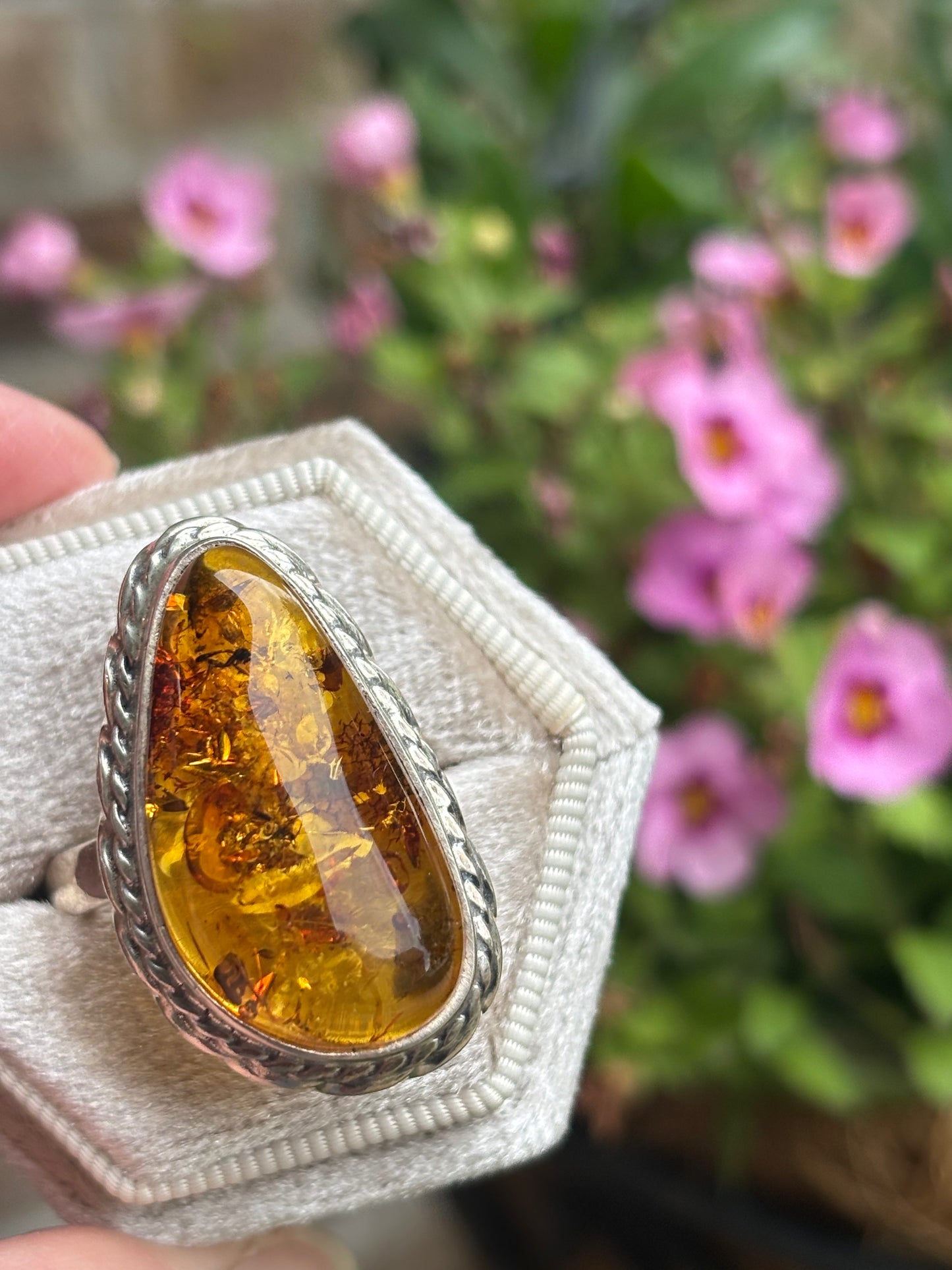 Amber Ring size 9.25 - Nepal