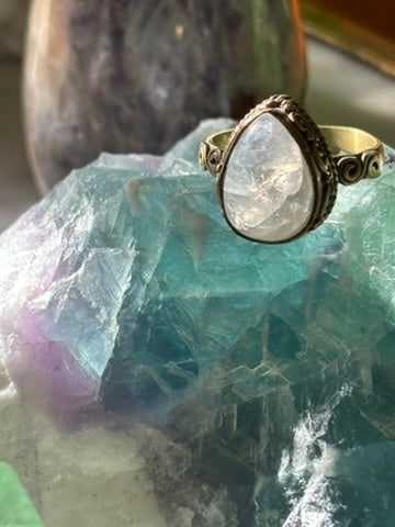 Rainbow Moonstone Ring size 8