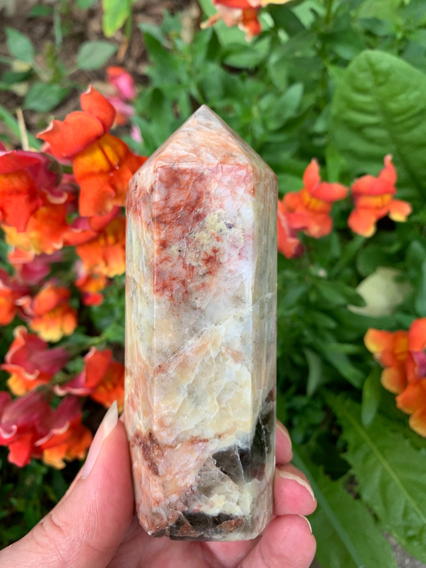 Fire Quartz -  Red Moonstone Generator with Smokey Quartz