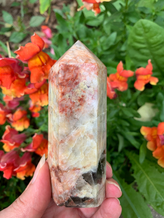 Fire Quartz -  Red Moonstone Generator with Smokey Quartz