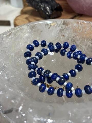 Moonlit Water — Lapis Lazuli with Mother of Pearl