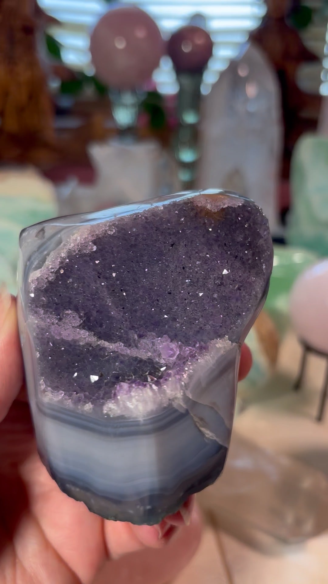 Amethyst Cluster with Banded Agate | Brazil