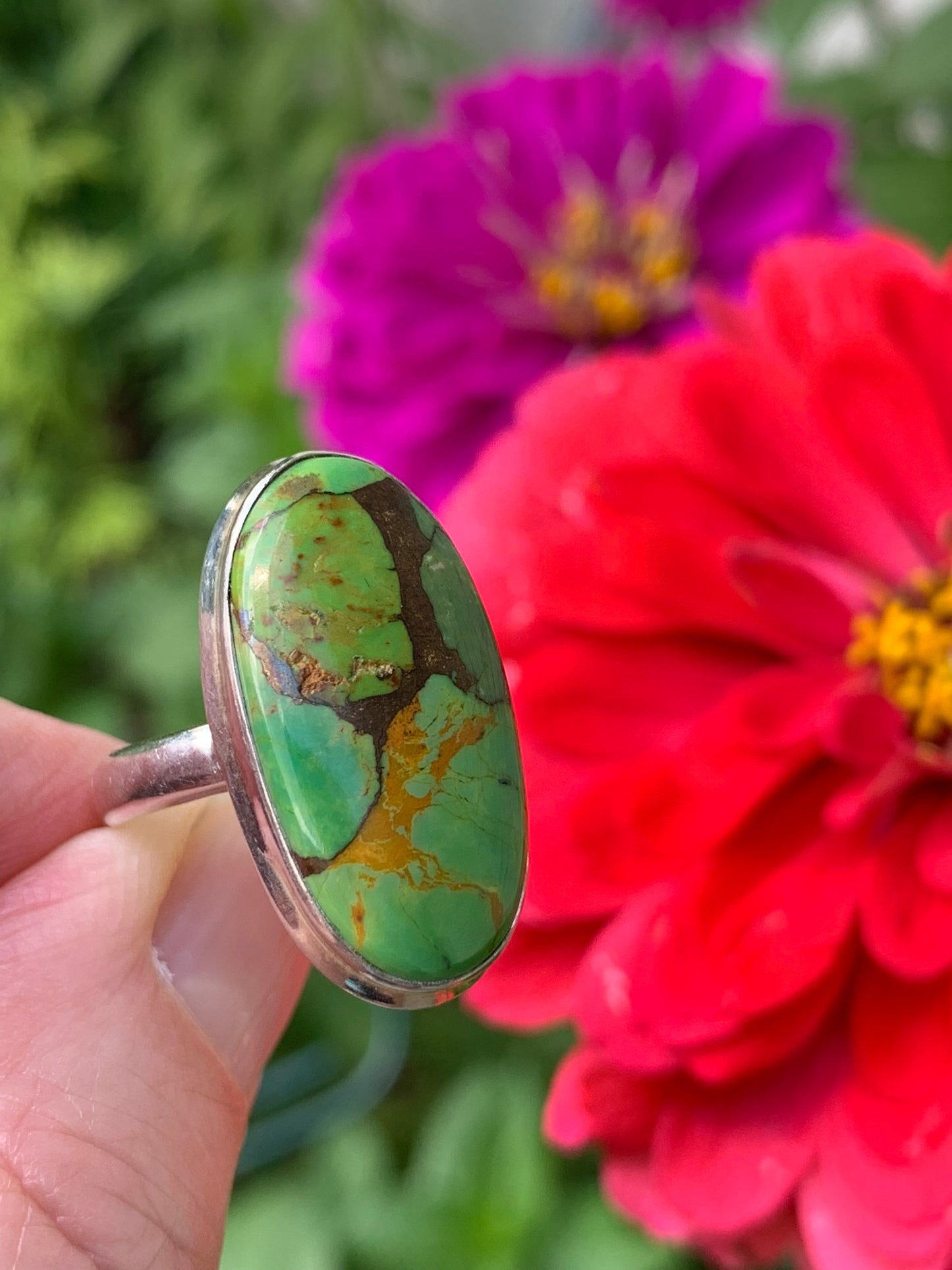 Green Copper Mojave Turquoise - Ring Size 9