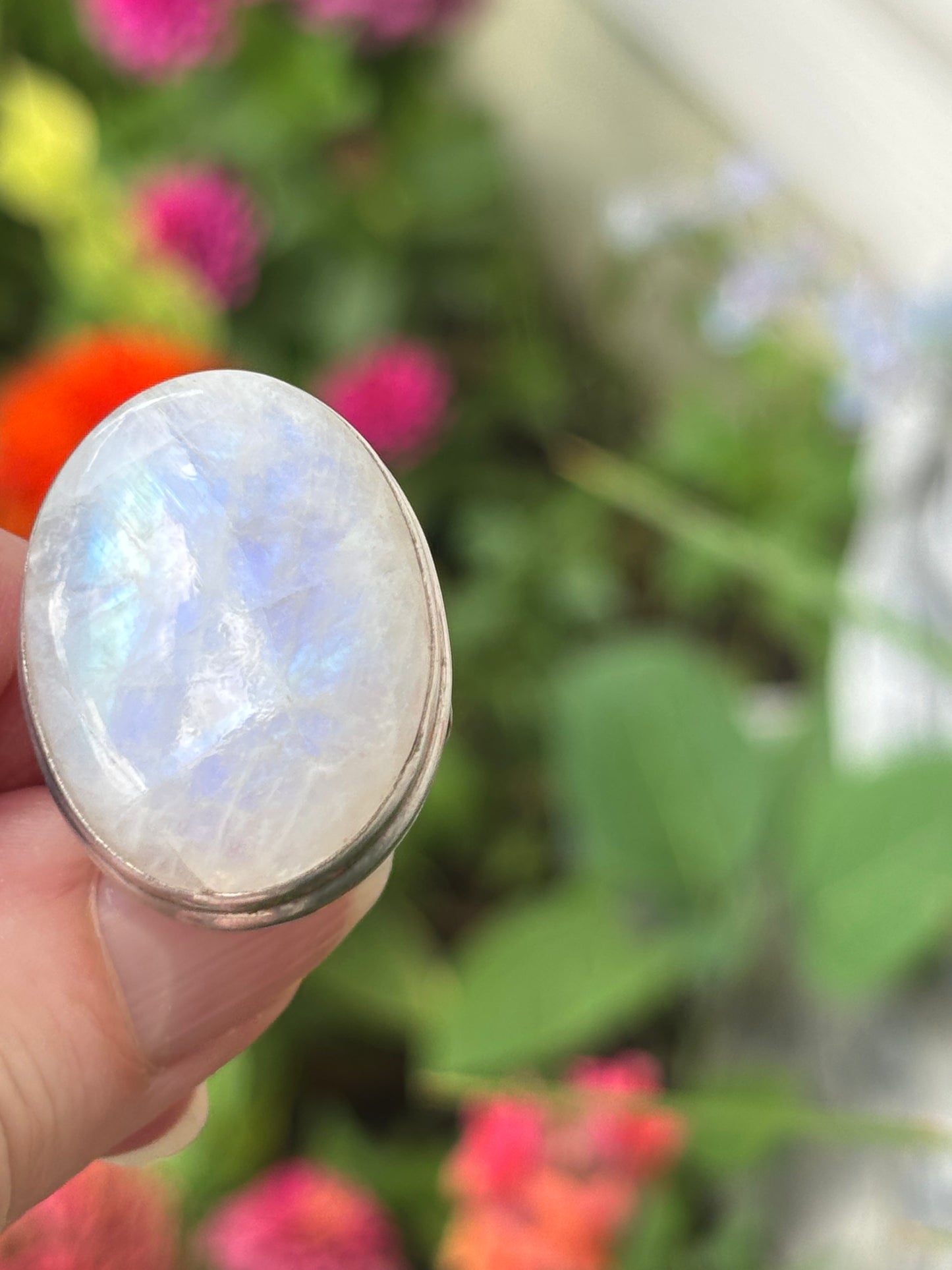 Rainbow Moonstone Ring size 8