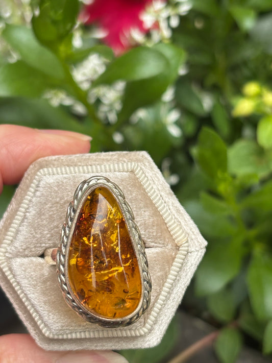 Amber Ring size 9.25 - Nepal