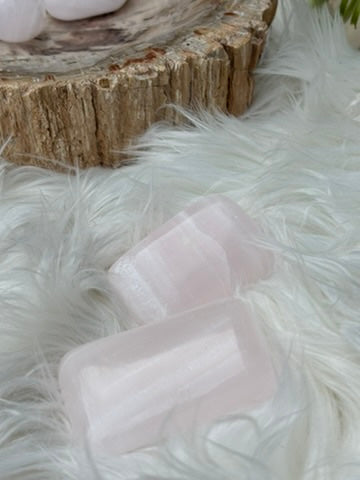 Pink Mangano Calcite - SET OF TWO - Palm Stone - Pakistan