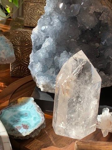 Rutilated Polished Lemurian Quartz Generator - Bi Color - Brazil