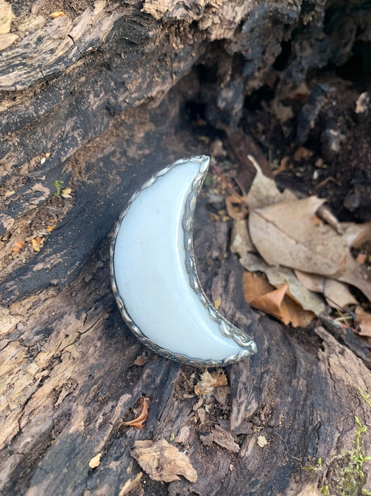 Buffalo Bone - Cresent Moon ring - Tibetan Silver