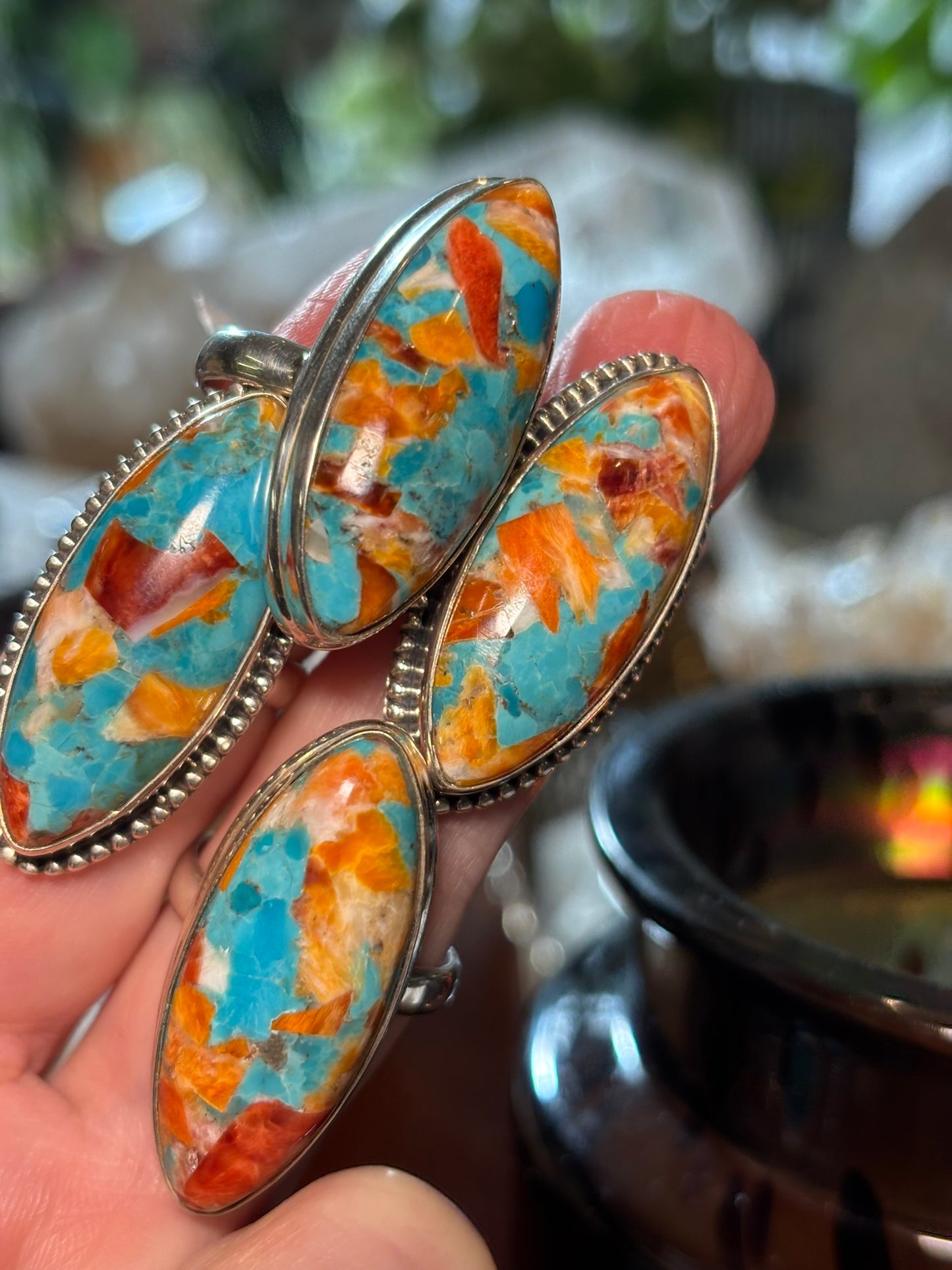 Spiny Oyster and Turquoise Rings