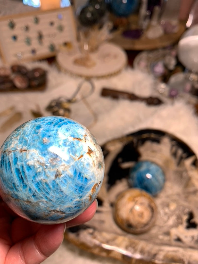 Blue Apatite Sphere - Madagascar