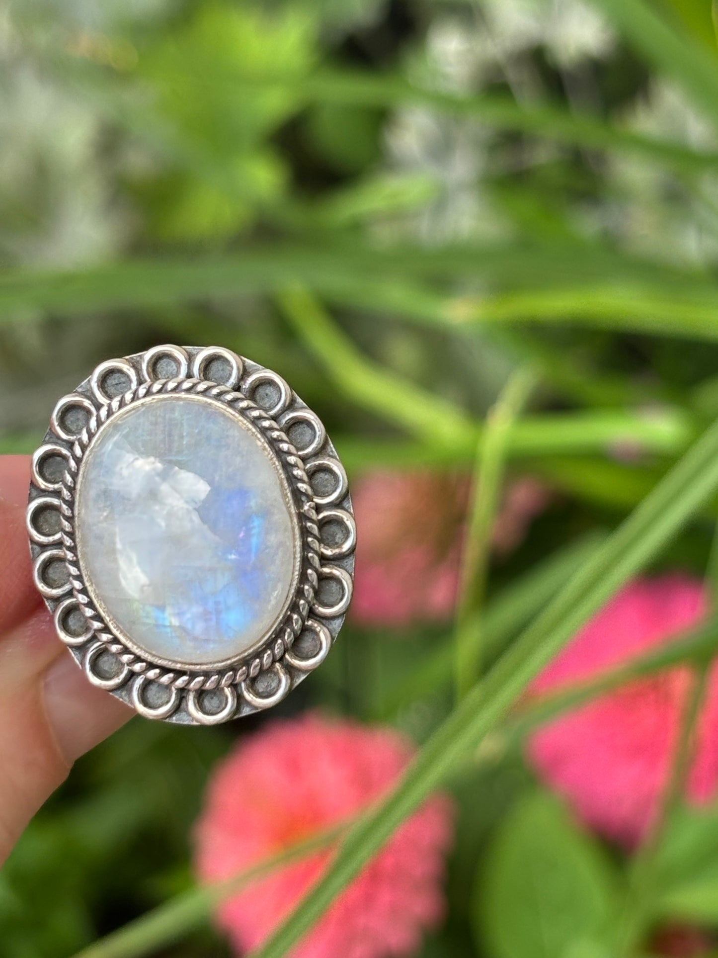 Rainbow Moonstone Ring size 8.5