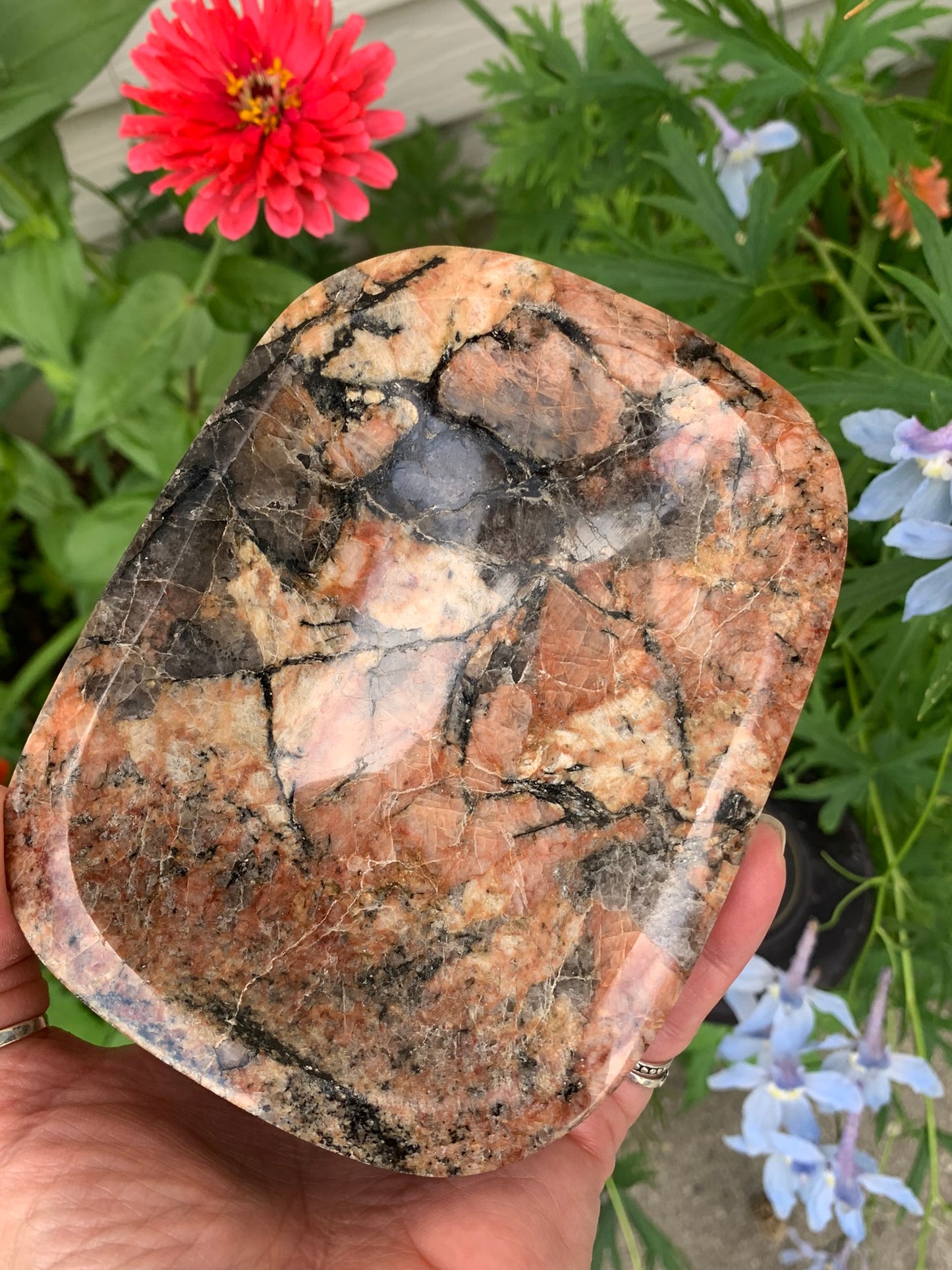 Smokey Quartz and Black Tourmaline in Feldspar bowl - Madagascar