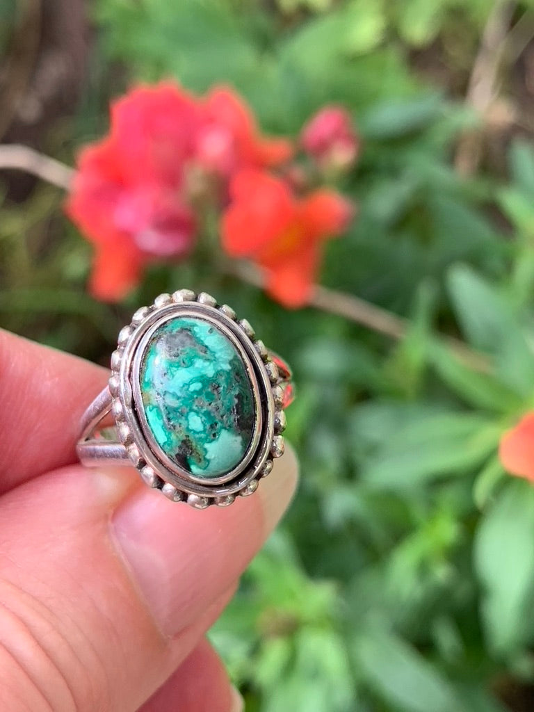 Turquoise with Malachite Ring size 6