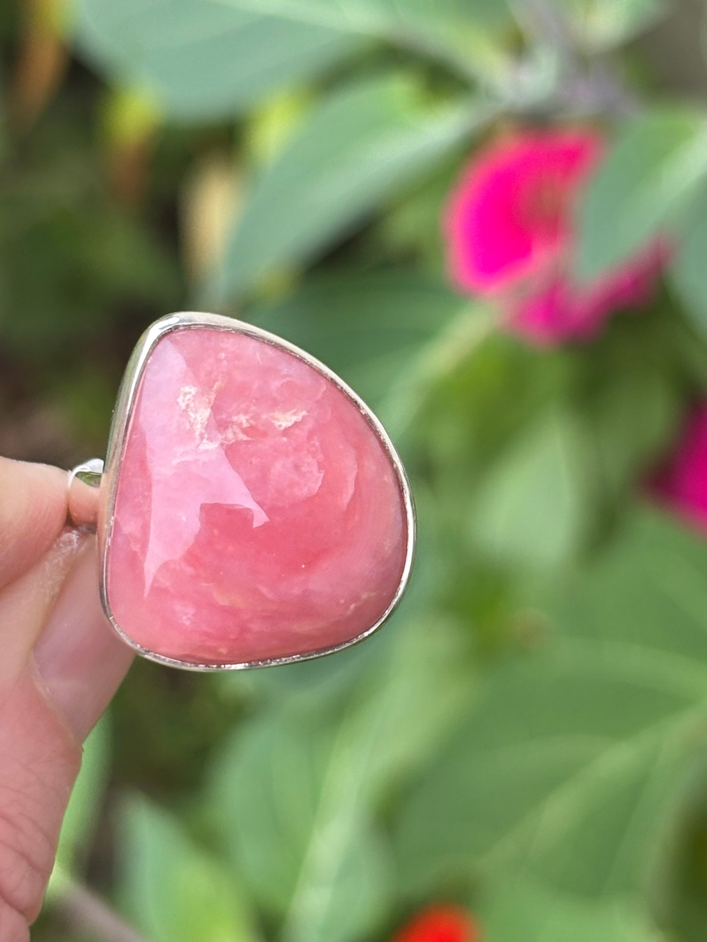 Pink Opal Ring Size 7.5 Adjustable