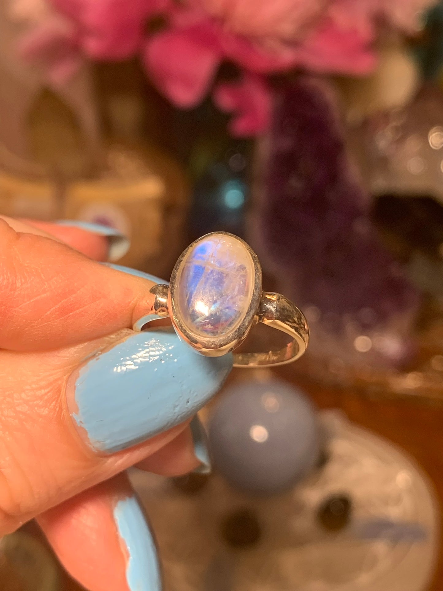 Rainbow Moonstone Ring size 8