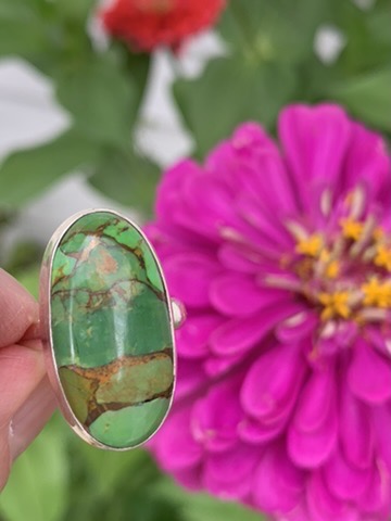 Green Copper Mojave Turquoise - Ring Size 8