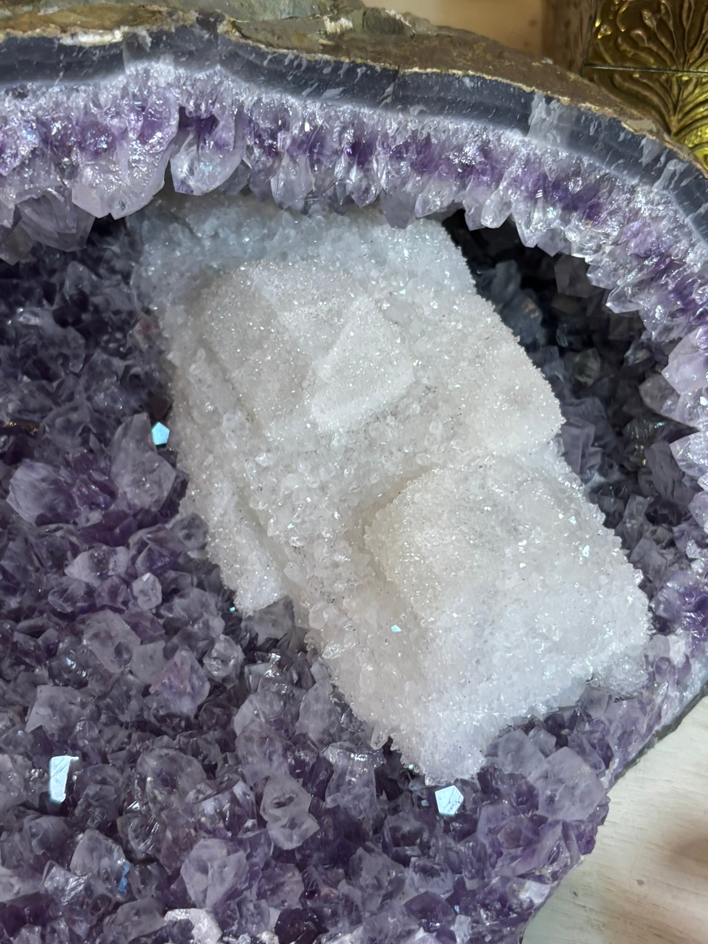 Amethyst Cluster with Calcite Geode | Brazil