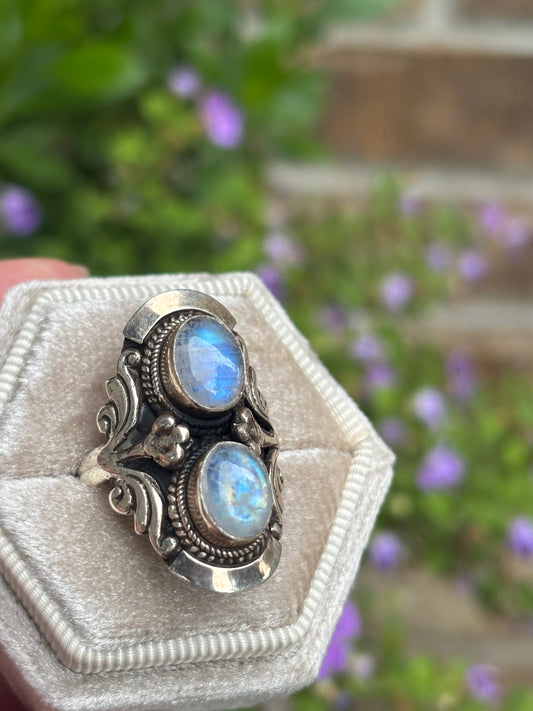 Rainbow Moonstone Ring size 7