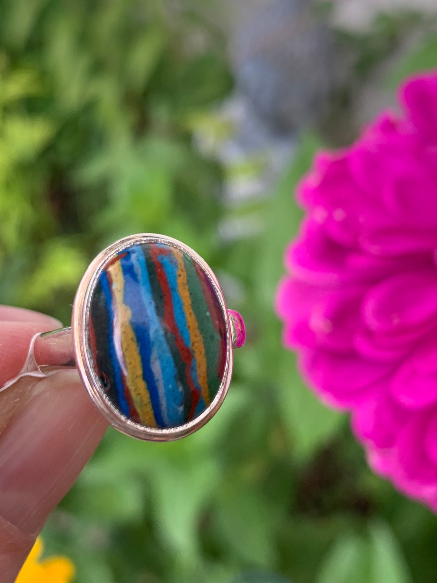 Rainbow Calsillica Ring size 7