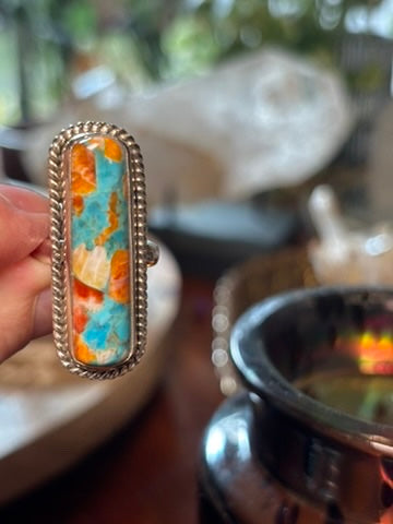 Spiny Oyster and Turquoise Rings