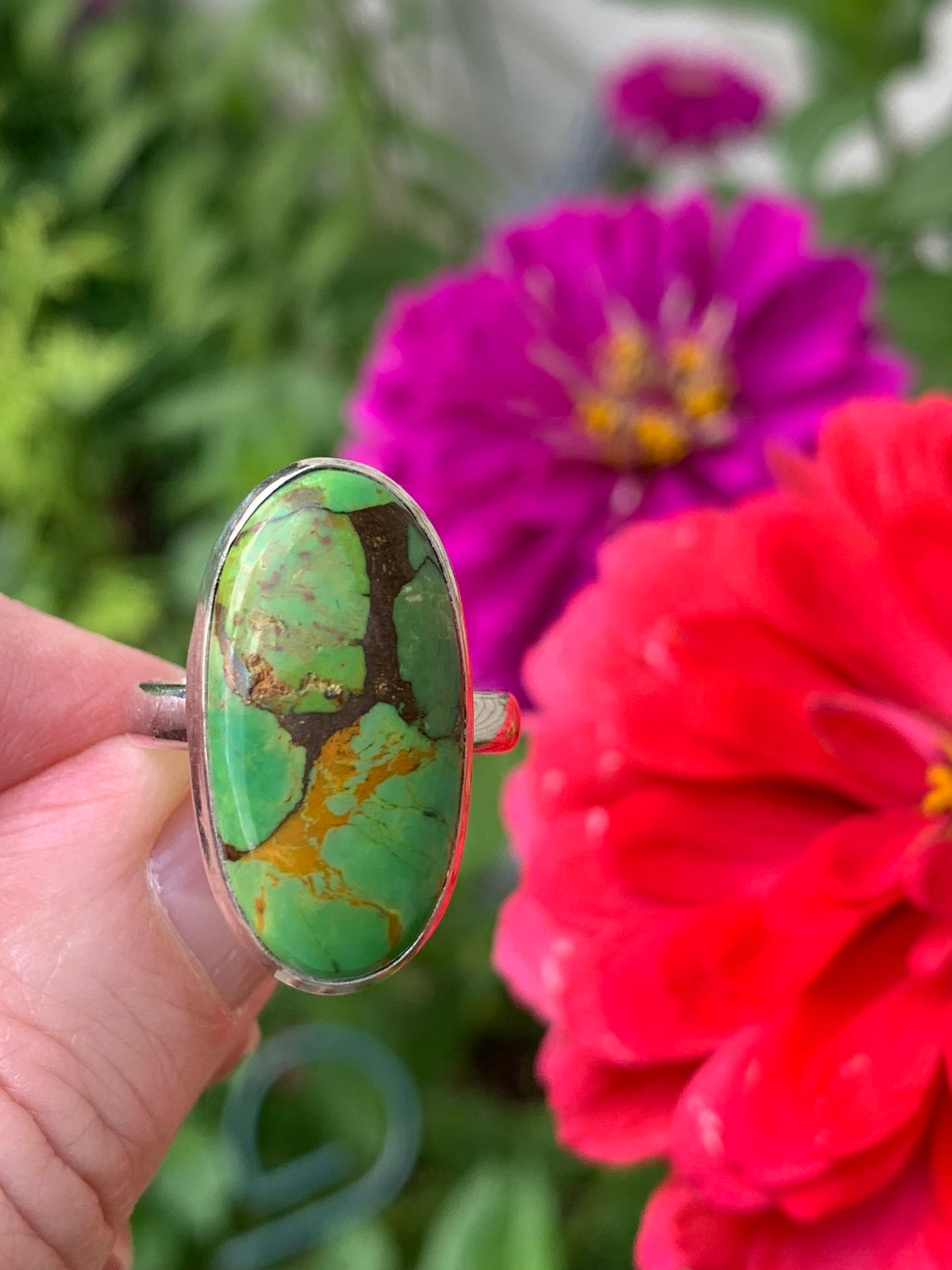 Green Copper Mojave Turquoise - Ring Size 9