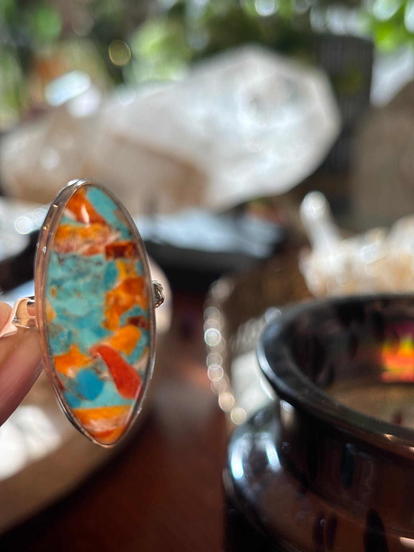 Spiny Oyster and Turquoise Rings