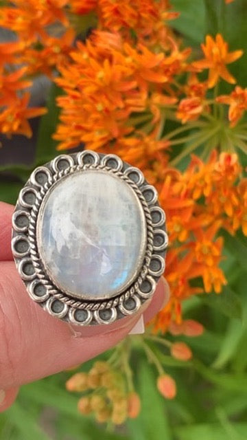 Rainbow Moonstone Ring size 7