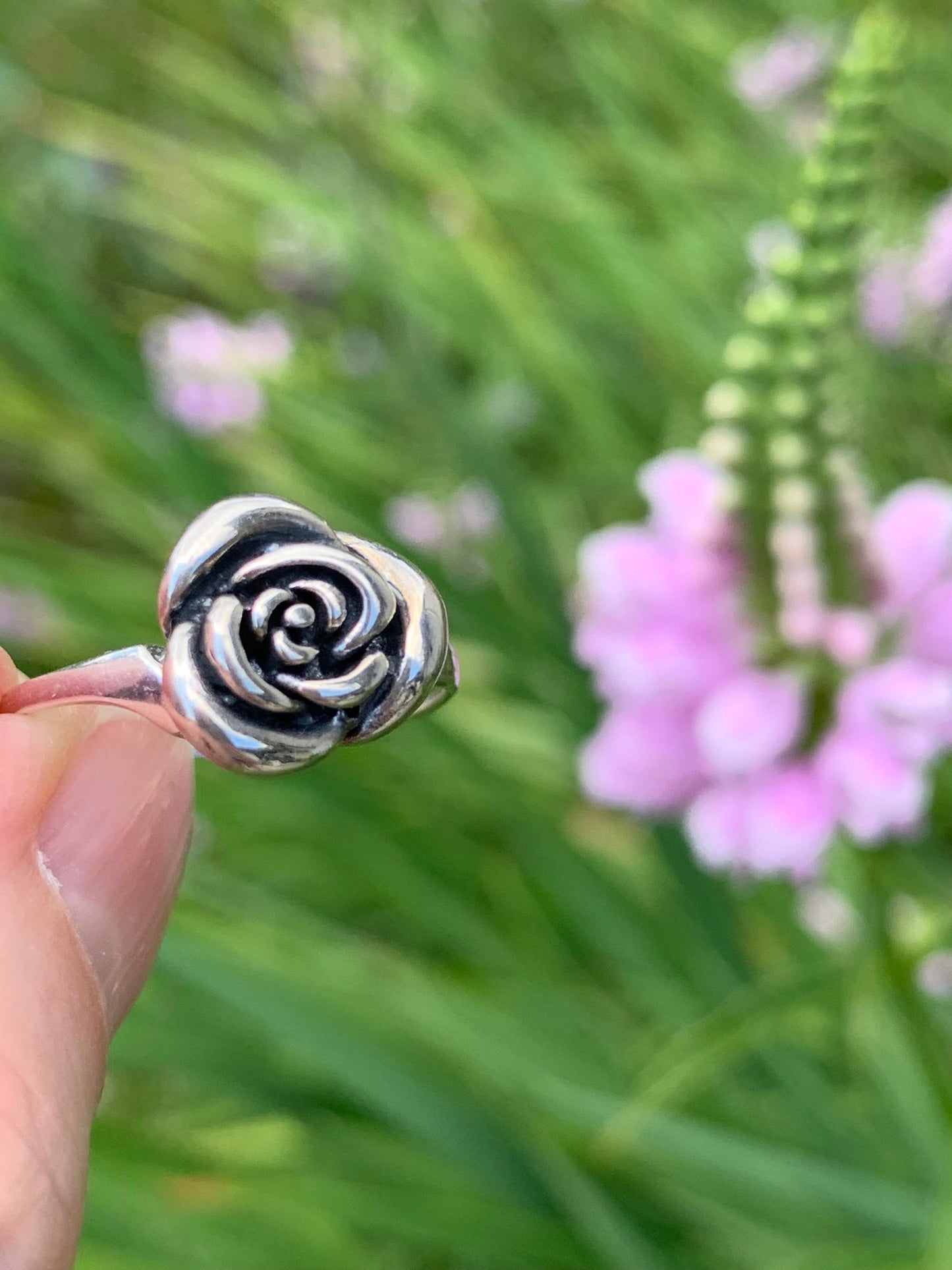 Sterling Silver ROSE Ring 8.5