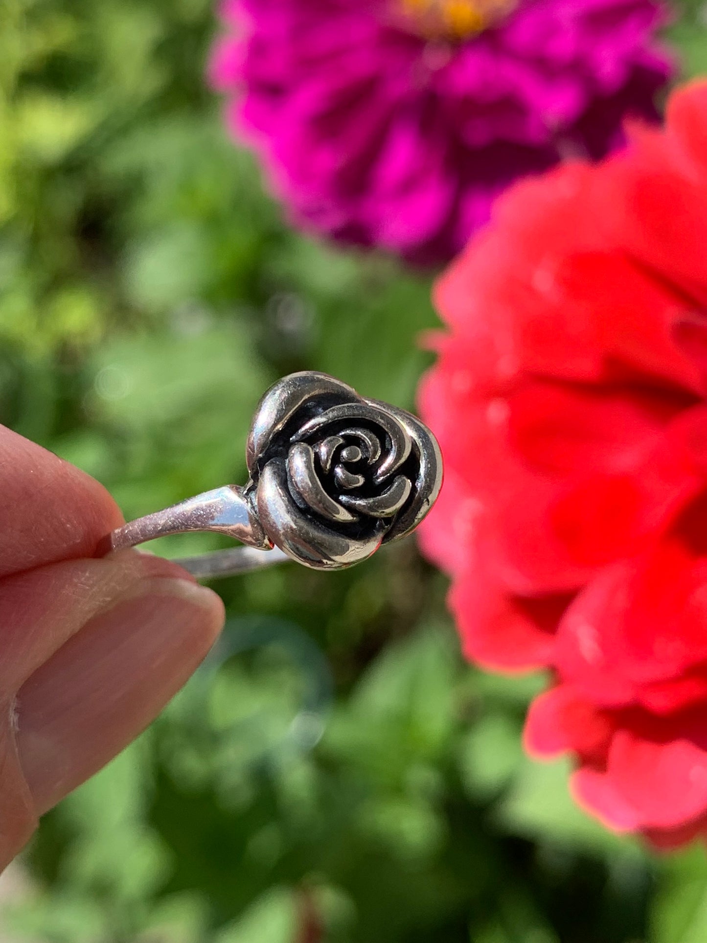 Sterling Silver ROSE Ring 8.5