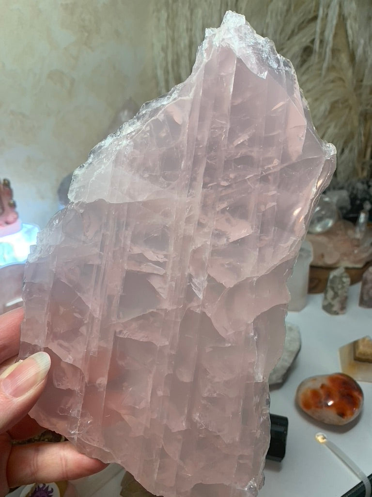 Rose Quartz Slice - Rainbow - Madagascar