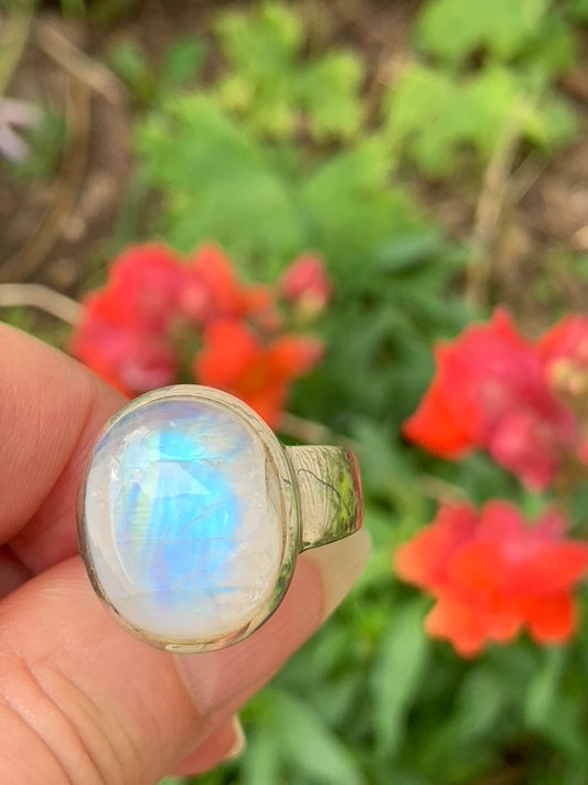 Rainbow Moonstone Ring size 9.5