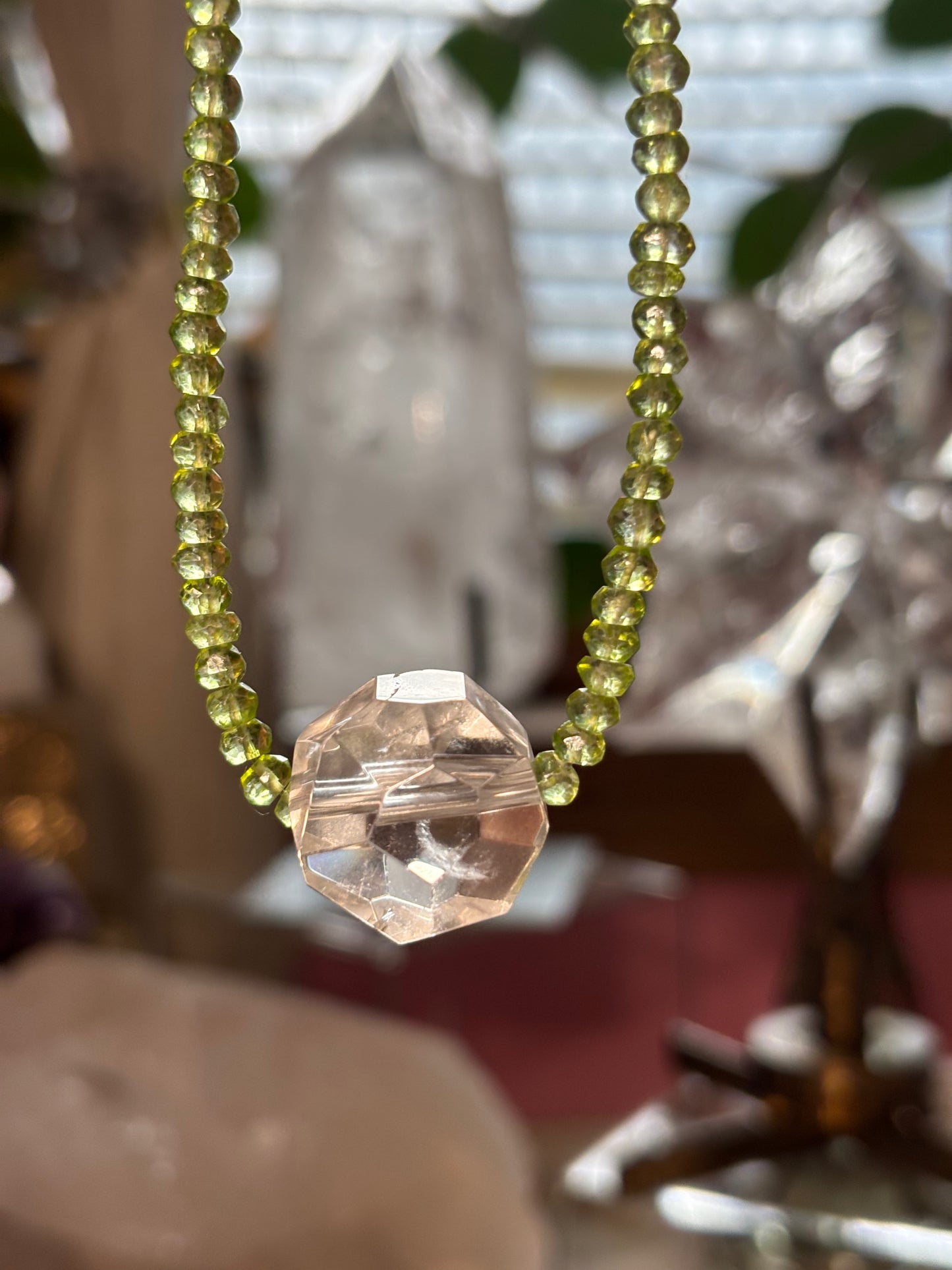 Awaken Light — Peridot with Faceted Lemurian Quartz Gem