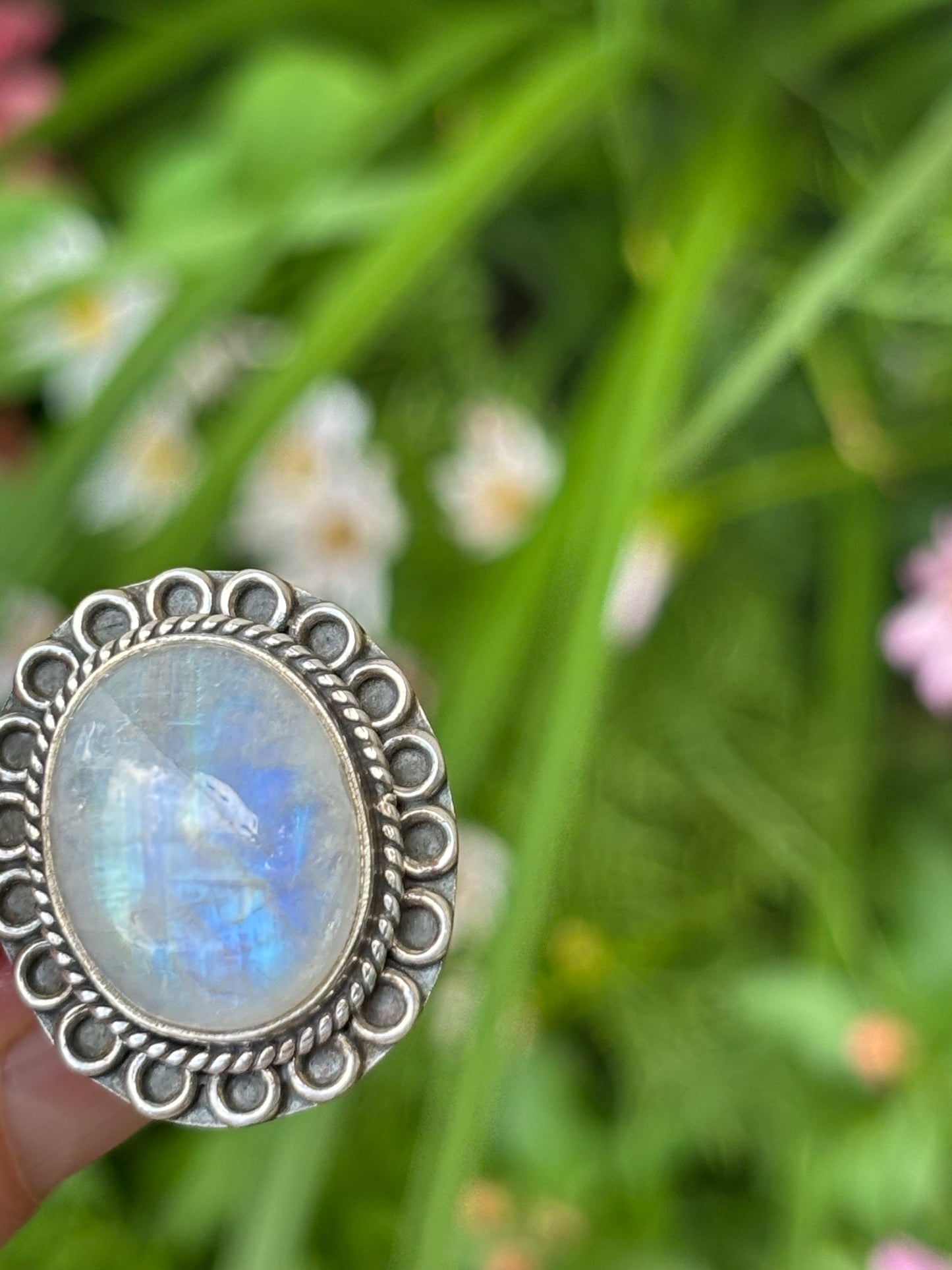 Rainbow Moonstone Ring size 8.5