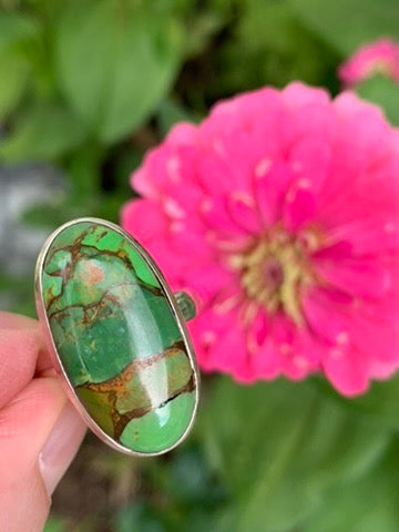 Green Copper Mojave Turquoise - Ring Size 8