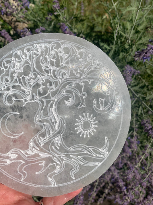 Selenite Tree of Life | Charging Plate - Grid