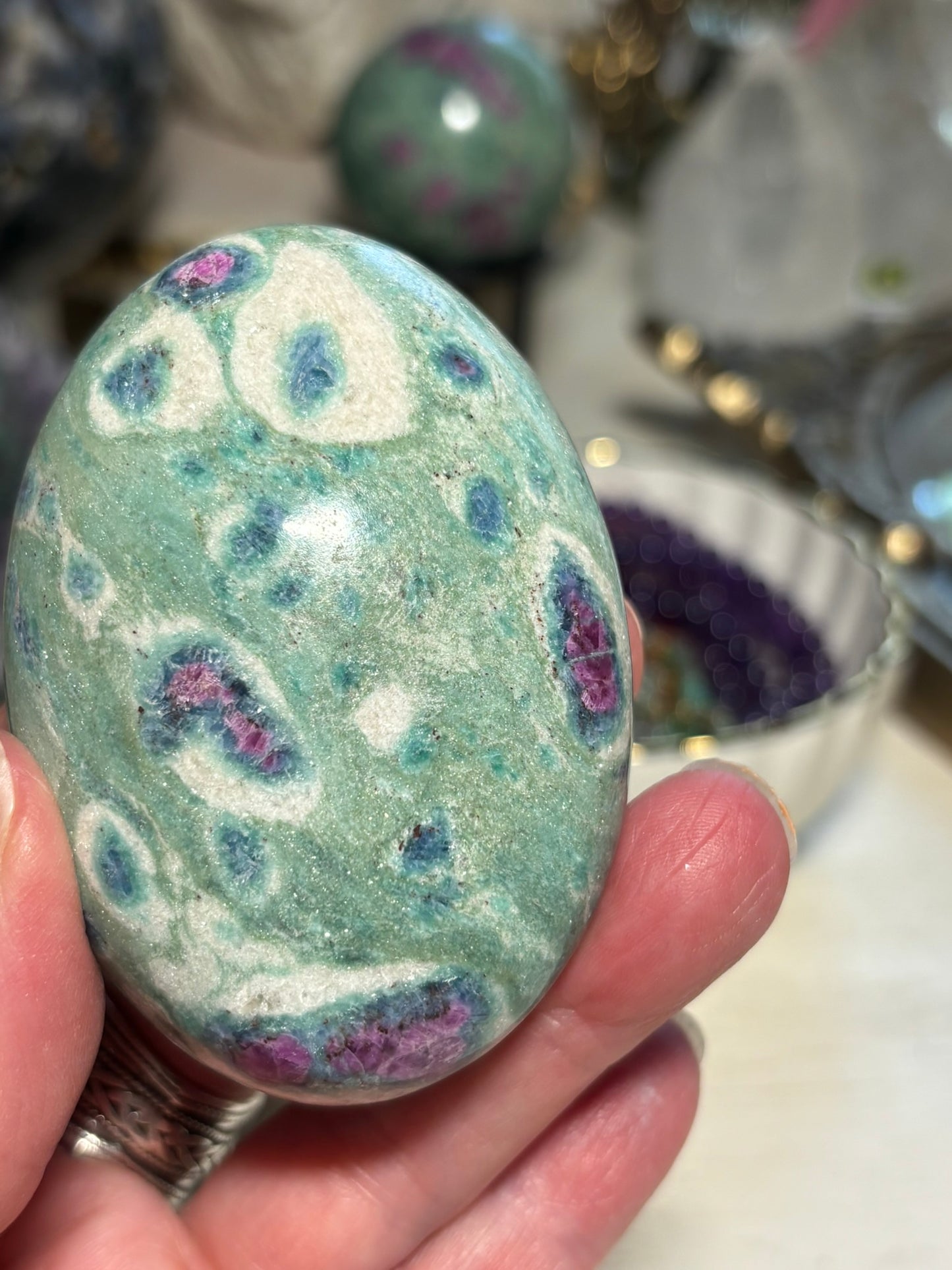 Ruby Fuchsite Palm Stone - India