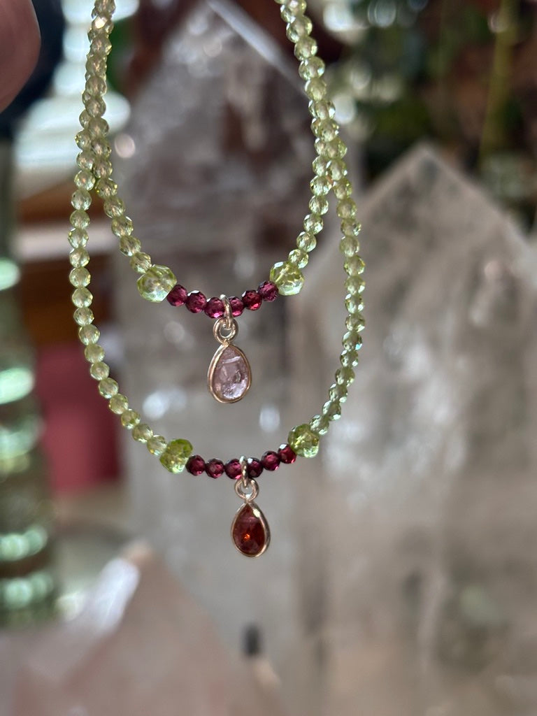 Solar Heart - Peridot, Rhodolite Garnet and Tourmaline
