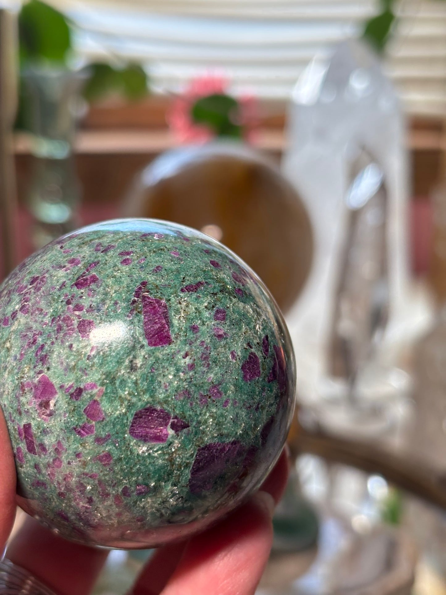 Ruby Fuchsite Sphere - India