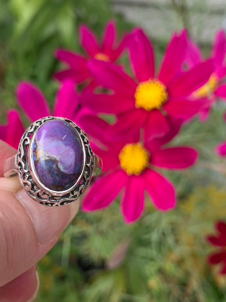 Purple Copper Turquoise Ring Size 8.5