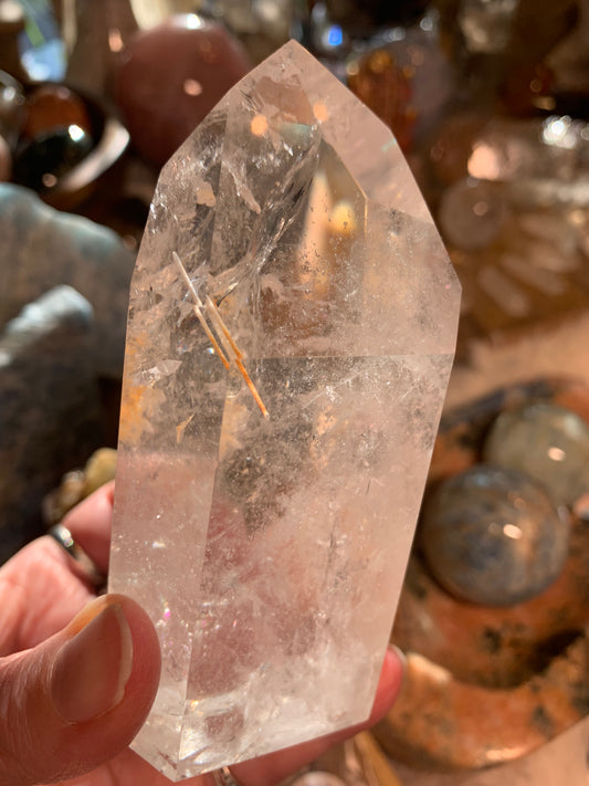 Rutilated Polished Lemurian Quartz Generator - Bi Color - Brazil