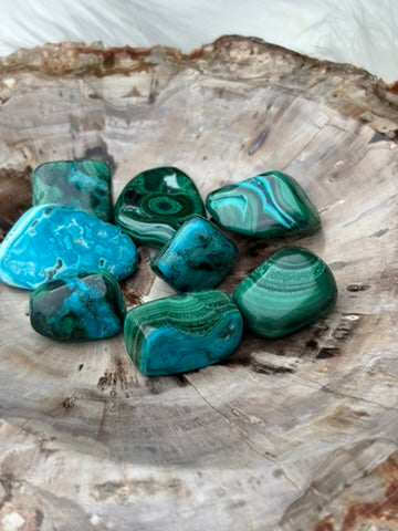 Malachite Chrysocolla - tumble - Congo