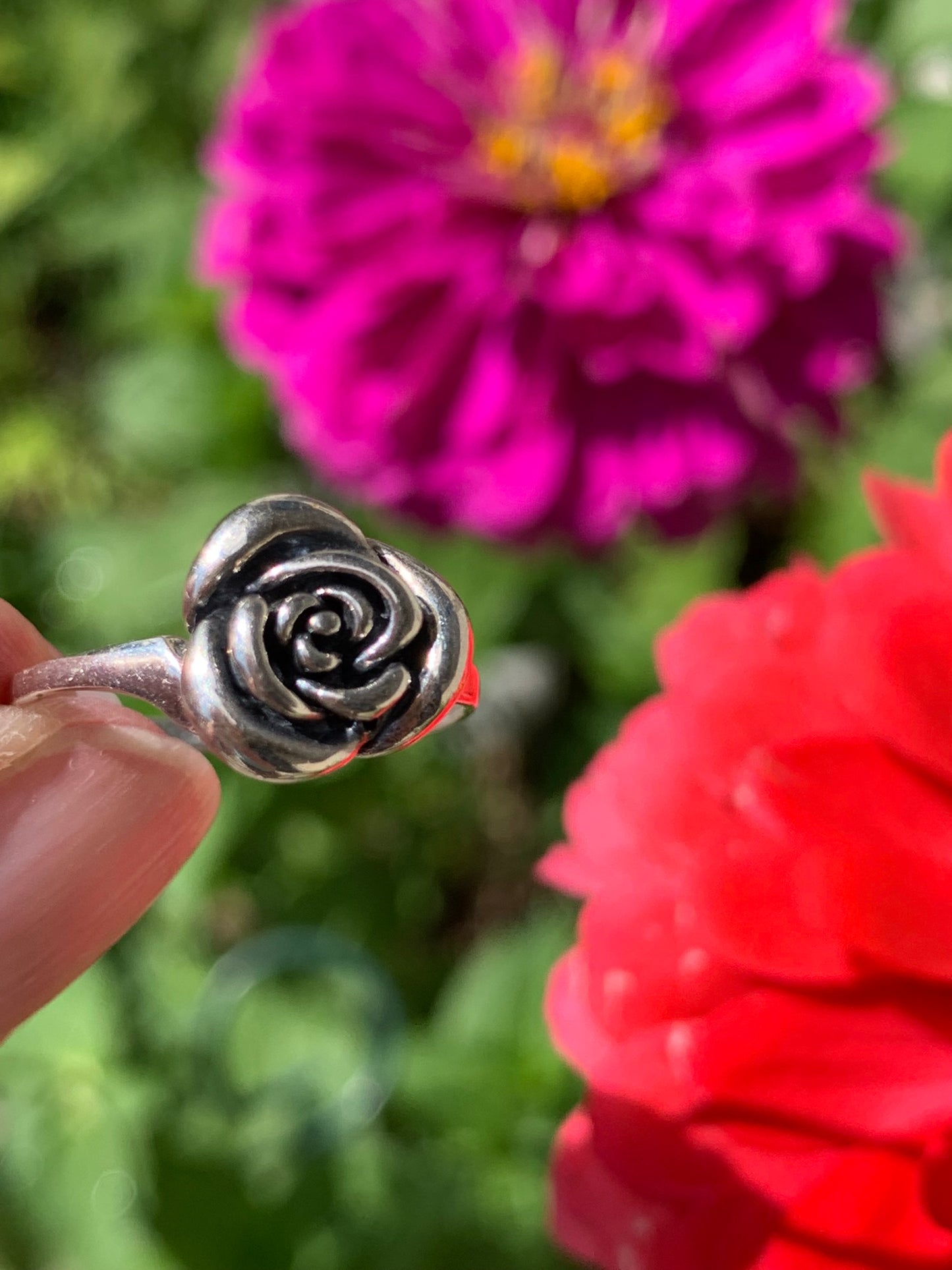 Sterling Silver ROSE Ring 8.5