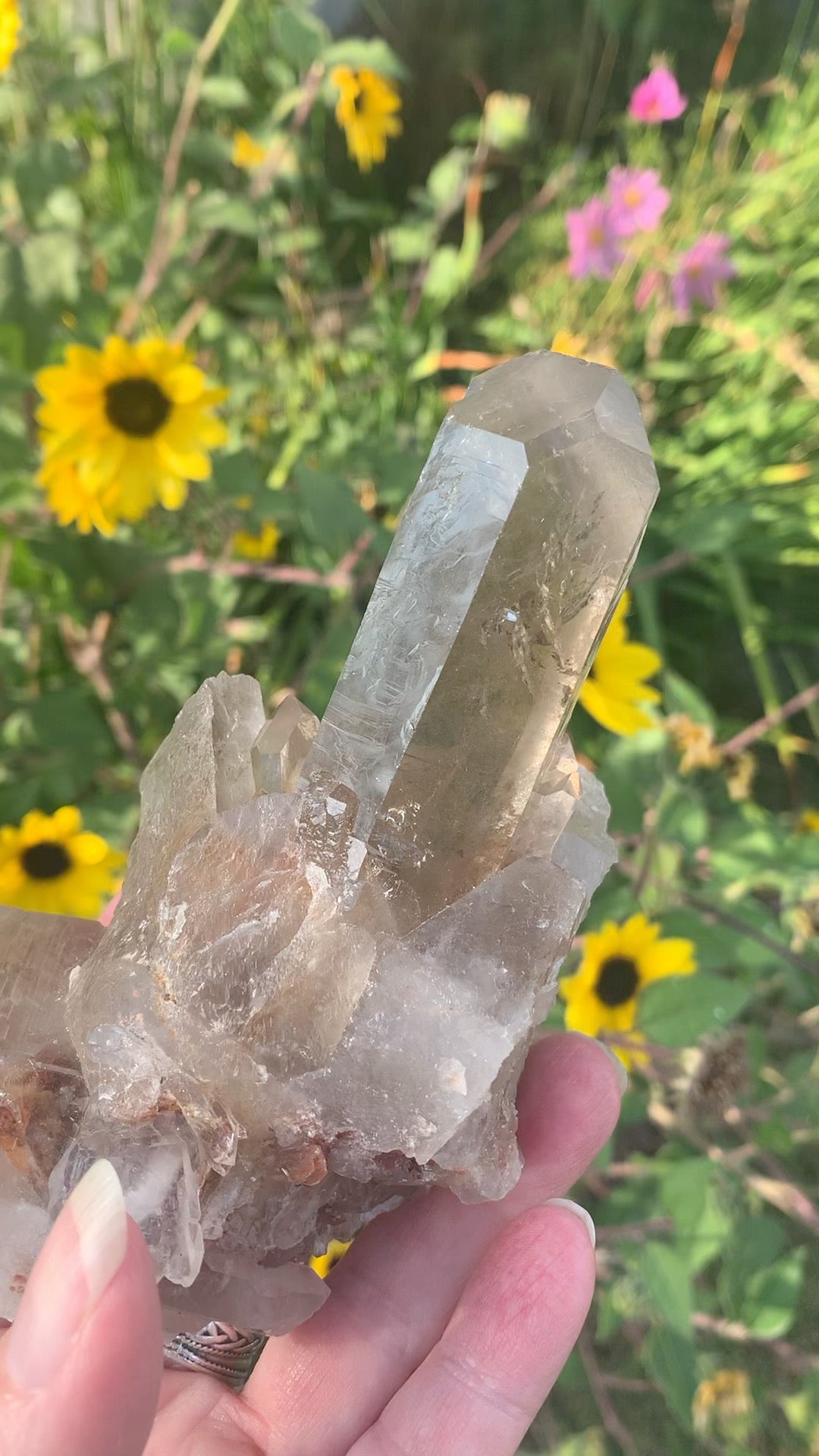 Smokey Lemurian Quartz Cluster - Brazil