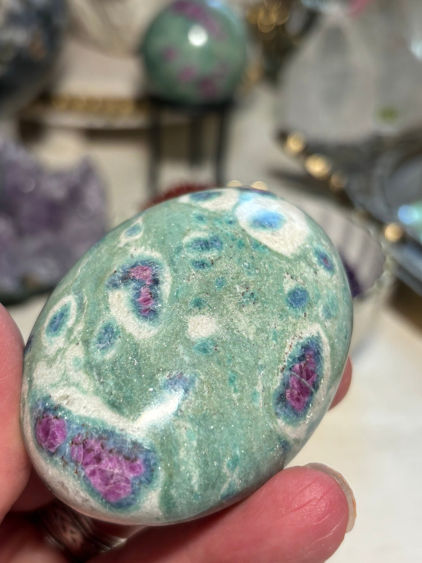 Ruby Fuchsite Palm Stone - India