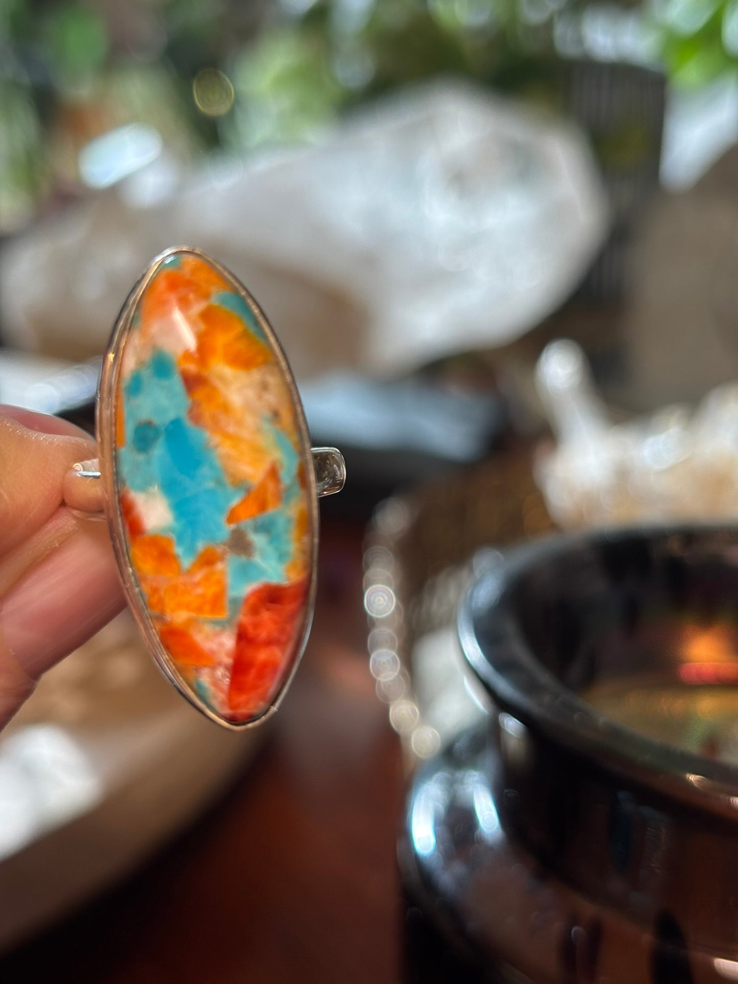 Spiny Oyster and Turquoise Rings