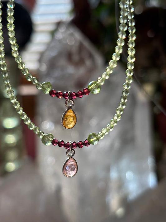 Solar Heart - Peridot, Rhodolite Garnet and Tourmaline